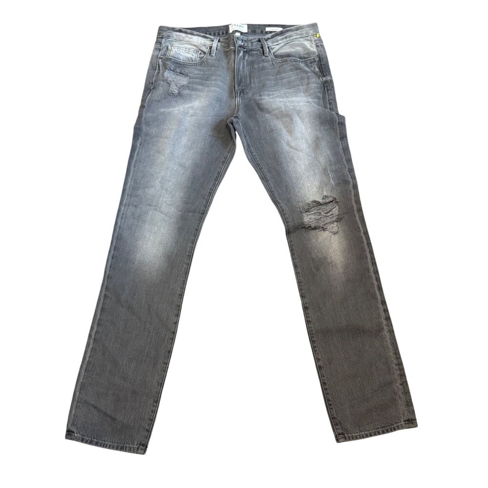 Frame LHomme Slim Mens Jeans Size 33 Distressed Gray Denim